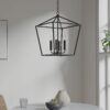 allen + roth CH31-4MBK Lane 4 -Light Matte Black Transitional Metal Square Medium Outdoor Hanging Pendant Light