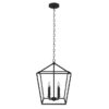 allen + roth CH31-4MBK Lane 4 -Light Matte Black Transitional Metal Square Medium Outdoor Hanging Pendant Light