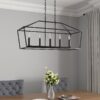 allen + roth CH31-5MBK Lane 5 -Light Matte Black Transitional Metal Linear Medium Outdoor Hanging Kitchen Island Light