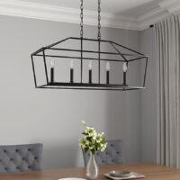 allen + roth CH31-5MBK Lane 5 -Light Matte Black Transitional Metal Linear Medium Outdoor Hanging Kitchen Island Light