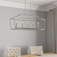 allen + roth CH31-5PNK Lane 5 -Light Polished Nickel Transitional Linear Medium Outdoor Hanging Kitchen Island Light