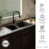 allen + roth GT1010BLK Kaiden Drop-in or undermount 33-in x 22-in Quartz Double equal bowl Kitchen Sink