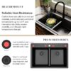 allen + roth GT1010BLK Kaiden Drop-in or undermount 33-in x 22-in Quartz Double equal bowl Kitchen Sink