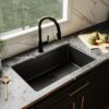allen + roth GT1012BLK Kaiden Drop-in or undermount 33-in x 22-in Quartz Single bowl Kitchen Sink