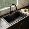 allen + roth GT1012BLK Kaiden Drop-in or undermount 33-in x 22-in Quartz Single bowl Kitchen Sink