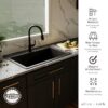 allen + roth GT1012BLK Kaiden Drop-in or undermount 33-in x 22-in Quartz Single bowl Kitchen Sink