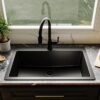 allen + roth GT1012BLK Kaiden Drop-in or undermount 33-in x 22-in Quartz Single bowl Kitchen Sink