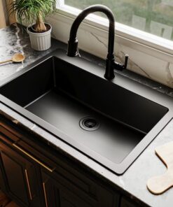 allen + roth GT1012BLK Kaiden Drop-in or undermount 33-in x 22-in Quartz Single bowl Kitchen Sink