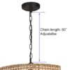 allen + roth KHV4993A Adara 3 -Light Natural Traditional Rattan Cage Drum Medium Hanging Pendant Light