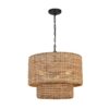 allen + roth KHV4993A Adara 3 -Light Natural Traditional Rattan Cage Drum Medium Hanging Pendant Light