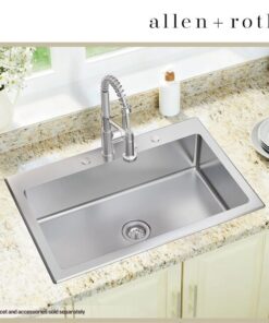 allen + roth VDR3322LA1-S Theo Drop-in or undermount 33-in x 22-in Stainless steel Single bowl 18 -Gauge Kitchen Sink