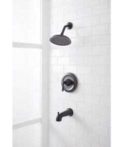 allen + roth 873X-732707 Townley Oil rubbed bronze 1-handle 6.0-in Round Bathtub and shower Faucet with Valve (Single Function)