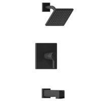 allen + roth F12A0010BL Veda Matte Black 1-handle Single function 6-in Square Bathtub and shower Faucet ( Valve Included )
