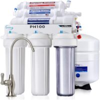 iSpring PH100 5-stage Membrane Reverse Osmosis Filtration Under Sink Water Filtration System with Brushed Nickel Faucet