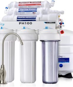 iSpring PH100 5-stage Membrane Reverse Osmosis Filtration Under Sink Water Filtration System with Brushed Nickel Faucet