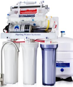 iSpring RCC1UP-AK 7 Stage RO Water System Membrane Reverse Osmosis Filtration Under Sink Water Filtration System with Brushed Nickel Faucet