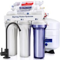 iSpring RCC7AK-BLK Membrane Reverse Osmosis Filtration Under Sink Water Filtration System with Brushed Nickel Faucet