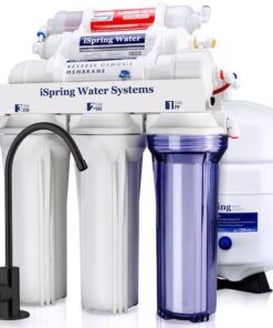 iSpring RCC7AK-BLK Membrane Reverse Osmosis Filtration Under Sink Water Filtration System with Brushed Nickel Faucet