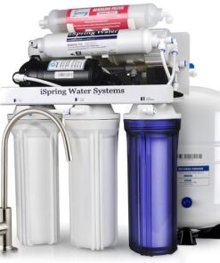 iSpring RCC7P-AK 6 Stage RO Water System Membrane Reverse Osmosis Filtration Under Sink Water Filtration System with Brushed Nickel Faucet