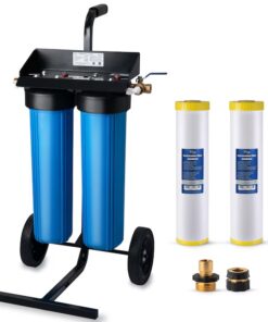 iSpring Spotless Water System for Car Wash, Deionized Water System with Bypass Valve Rolling Cart, Spot Free Solutions for All Vehicles, Motorcycles, RV, Bikes, Boats, and Yachts, Model: WGB22BD-BP Dual-stage Ion exchange Under Sink Water Filtration System
