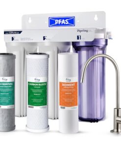 iSpring US31-PF 3-Stage Under Sink Water Filtration System, SGS-Tested to Reduces up to 99 PFOA PFOS, 3-Stage Filtration Reduces Sediment, Chlorine, Taste Odor, 2.5" x 10" Triple-stage Carbon block Under Sink Water Filtration System with Brushed Nickel Faucet