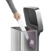 simplehuman CW2080 Liner Pocket Can with Soft-Close Grey Plastic Lid, 45 Liter Brushed Steel Indoor Kitchen Step Trash Can