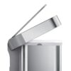 simplehuman CW2080 Liner Pocket Can with Soft-Close Grey Plastic Lid, 45 Liter Brushed Steel Indoor Kitchen Step Trash Can