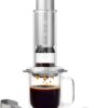 AeroPress Premium Coffee Press, Glass, Stainless Steel & Aluminum Coffee Maker, All-in-One French Press, Pour-Over & Espresso Style Manual Brewer, 2 Min Brew for Less Bitterness, More Flavor, Silver