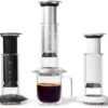 AeroPress Premium Coffee Press, Glass, Stainless Steel & Aluminum Coffee Maker, All-in-One French Press, Pour-Over & Espresso Style Manual Brewer, 2 Min Brew for Less Bitterness, More Flavor, Silver