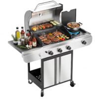 COWSAR LSG0131A Black and Stainless steel 3 -Burner Liquid Propane Gas Grill 1 -Side Burner
