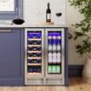 COWSAR W51115 23.4-in W 18 -Bottles Silver Dual Zone Cooling Built-in/Undercounter Indoor Wine Cooler