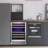 COWSAR W51145B 23.43-in W 46 -Bottles Silver Dual Zone Cooling Built-in/Freestanding Indoor Wine Cooler