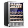 COWSAR W51145B 23.43-in W 46 -Bottles Silver Dual Zone Cooling Built-in/Freestanding Indoor Wine Cooler