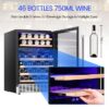 COWSAR W51145B 23.43-in W 46 -Bottles Silver Dual Zone Cooling Built-in/Freestanding Indoor Wine Cooler