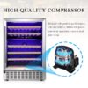 COWSAR W51145B 23.43-in W 46 -Bottles Silver Dual Zone Cooling Built-in/Freestanding Indoor Wine Cooler