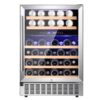 COWSAR W51145B 23.43-in W 46 -Bottles Silver Dual Zone Cooling Built-in/Freestanding Indoor Wine Cooler