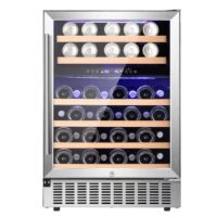 COWSAR W51145B 23.43-in W 46 -Bottles Silver Dual Zone Cooling Built-in/Freestanding Indoor Wine Cooler