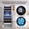 COWSAR W5185B 14.96-in W 28 -Bottles Silver Dual Zone Cooling Built-in/Undercounter Indoor Wine Cooler