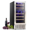 COWSAR W5185B 14.96-in W 28 -Bottles Silver Dual Zone Cooling Built-in/Undercounter Indoor Wine Cooler