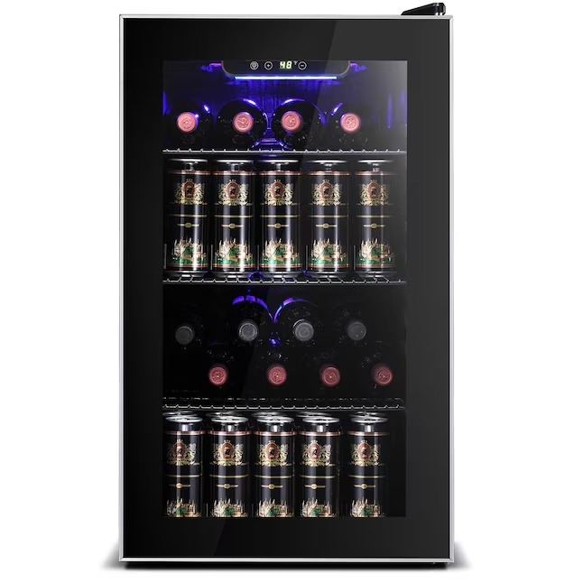 COWSAR W5899H 17.5-in W 130 -Can Capacity Clear Glass Freestanding Indoor Beverage Refrigerator with Glass Door0_11zon COWSAR W5899H 17.5-in W 130 -Can Capacity Clear Glass Freestanding Indoor Beverage Refrigerator with Glass Door