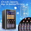 COWSAR W5899H 17.5-in W 130 -Can Capacity Clear Glass Freestanding Indoor Beverage Refrigerator with Glass Door COWSAR W5899H 17.5-in W 130 -Can Capacity Clear Glass Freestanding Indoor Beverage Refrigerator with Glass Door