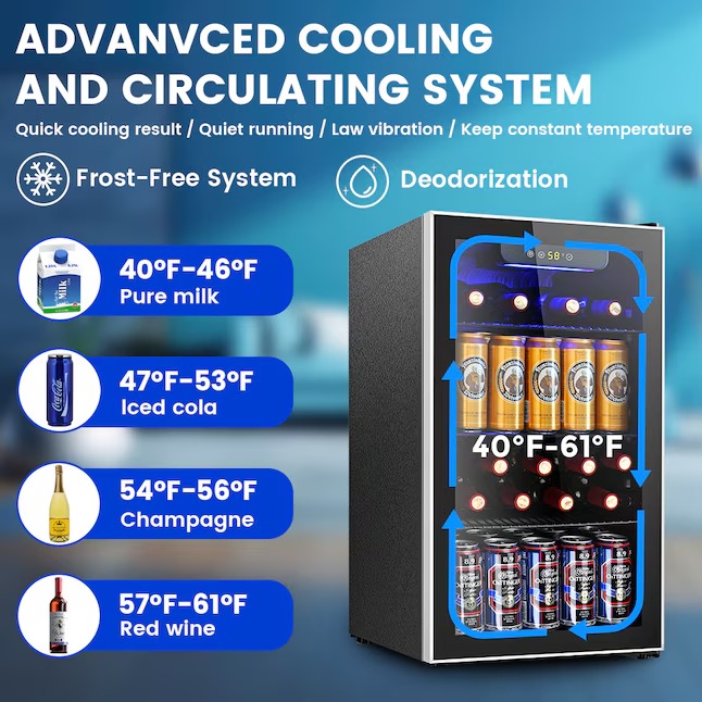 COWSAR W5899H 17.5-in W 130 -Can Capacity Clear Glass Freestanding Indoor Beverage Refrigerator with Glass Door1_11zon COWSAR W5899H 17.5-in W 130 -Can Capacity Clear Glass Freestanding Indoor Beverage Refrigerator with Glass Door