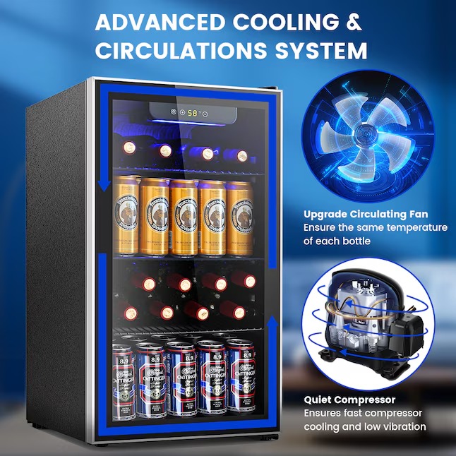 COWSAR W5899H 17.5-in W 130 -Can Capacity Clear Glass Freestanding Indoor Beverage Refrigerator with Glass Door68_11zon COWSAR W5899H 17.5-in W 130 -Can Capacity Clear Glass Freestanding Indoor Beverage Refrigerator with Glass Door