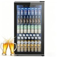 COWSAR W5899H 17.5-in W 130 -Can Capacity Clear Glass Freestanding Indoor Beverage Refrigerator with Glass Door