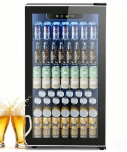 COWSAR W5899H 17.5-in W 130 -Can Capacity Clear Glass Freestanding Indoor Beverage Refrigerator with Glass Door