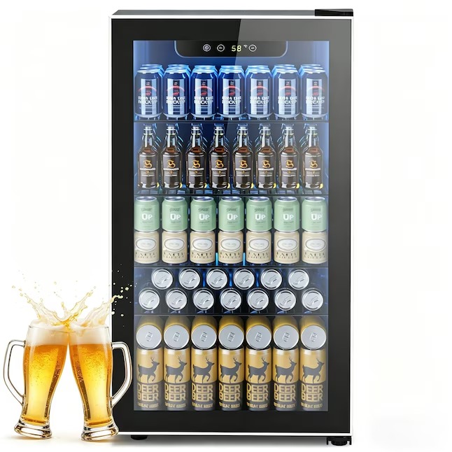 COWSAR W5899H 17.5-in W 130 -Can Capacity Clear Glass Freestanding Indoor Beverage Refrigerator with Glass Door_11zon COWSAR W5899H 17.5-in W 130 -Can Capacity Clear Glass Freestanding Indoor Beverage Refrigerator with Glass Door