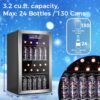 COWSAR W5899SSH 17.5-in W 130 -Can Capacity Stainless Steel Freestanding Indoor Beverage Refrigerator with Glass Door