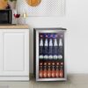COWSAR W5899SSH 17.5-in W 130 -Can Capacity Stainless Steel Freestanding Indoor Beverage Refrigerator with Glass Door