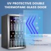 COWSAR W5899SSH 17.5-in W 130 -Can Capacity Stainless Steel Freestanding Indoor Beverage Refrigerator with Glass Door