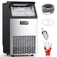COWSAR Z5845AS 33-lb Ice Storage 100-lb Ice Per day Cubed Ice Maker ( Stainless Steel with Scoop )